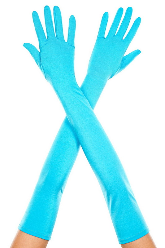 Classy Turquoise Extra Long Satin Gloves Blowout Deal