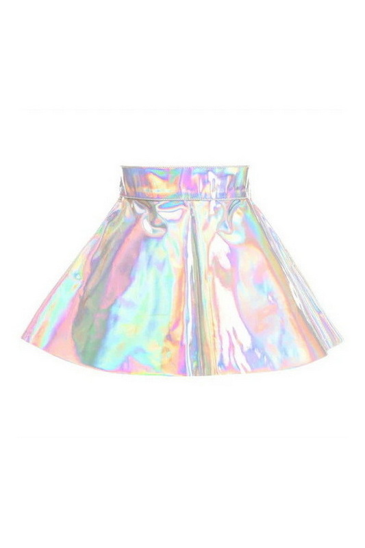 Plus Size Silver Holo Skater Skirt Blowout Deal