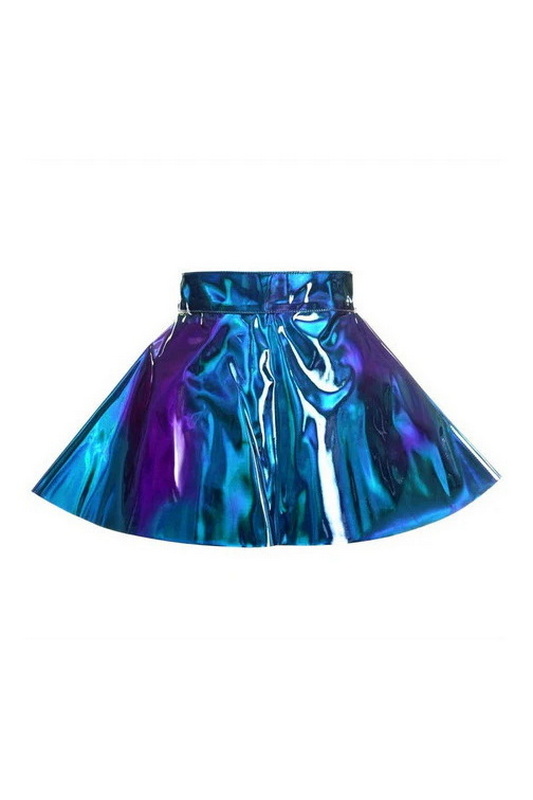 Plus Size Blue Holo Skater Skirt Blowout Deal