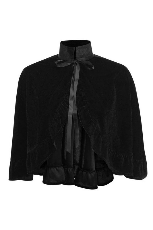 Black Velvet Ruffle Cape Blowout Deal