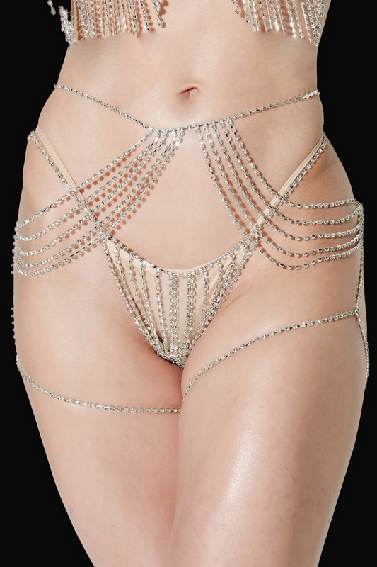 Silver Diamond Drape Garterbelt Blowout Deal