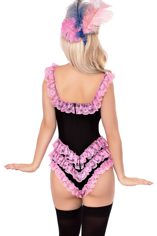 Pink & Black Burlesque Ruffle Bodysuit image 3