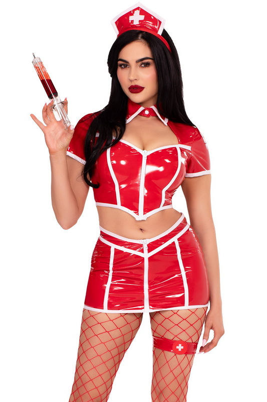Seductive Red Alert Nurse Costume image 1