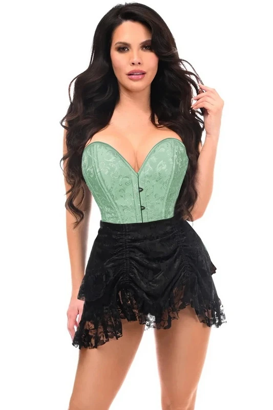 Lavish Mint Green Brocade Overbust Corset