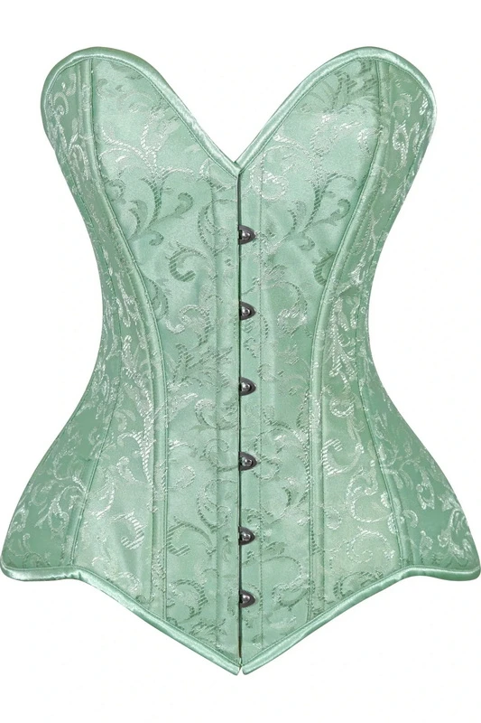 Plus Size Lavish Mint Green Brocade Overbust Corset image 2
