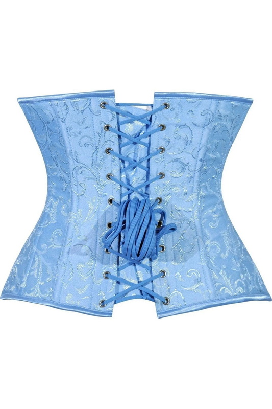 Plus Size Lavish Blue Brocade Under Bust Corset image 1