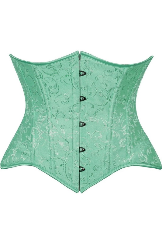 Lavish Mint Green Brocade Under Bust Corset