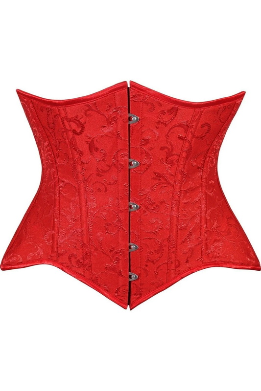 Plus Size Lavish Red Brocade Under Bust Corset