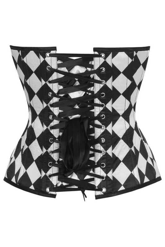 Top Drawer Diamond Print Satin Steel Boned Overbust Corset image 2