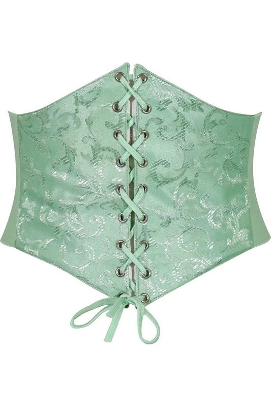 Plus Size Lavish Mint Green Brocade Corset Belt Cincher