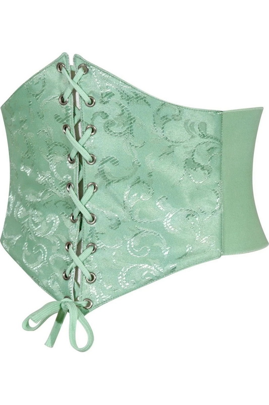 Plus Size Lavish Mint Green Brocade Corset Belt Cincher image 1