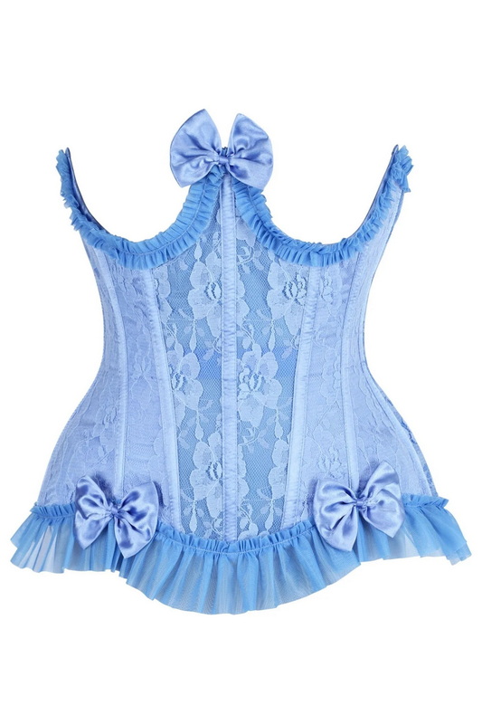 Plus Size Top Drawer Steel Boned Blue Lace Burlesque Underbust Corset