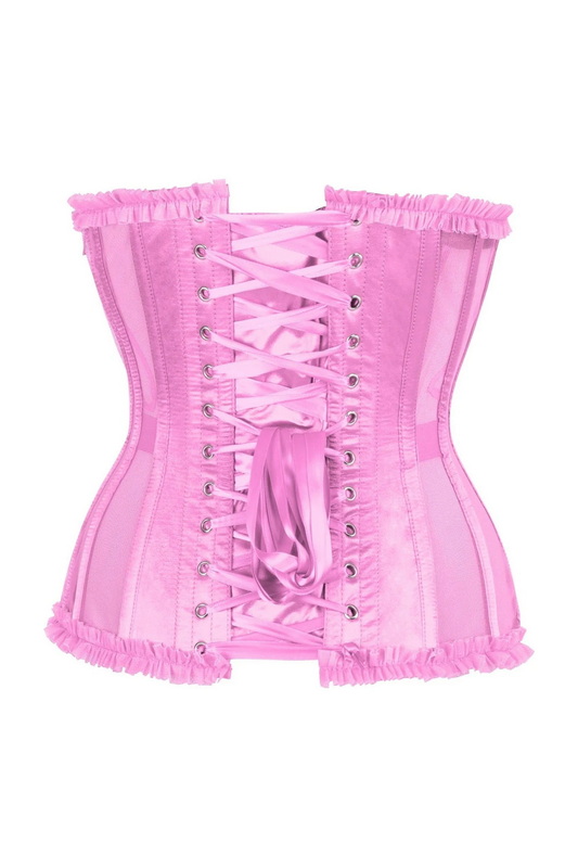 Top Drawer Steel Boned Pink Burlesque Underbust Corset image 2