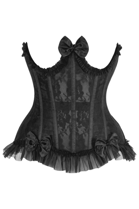 Plus Size Top Drawer Steel Boned Black Lace Burlesque Underbust Corset