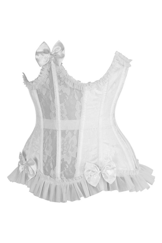 Top Drawer Steel Boned White Lace Burlesque Underbust Corset image 1