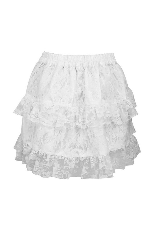 White Lace Ruched Bustle Skirt image 1