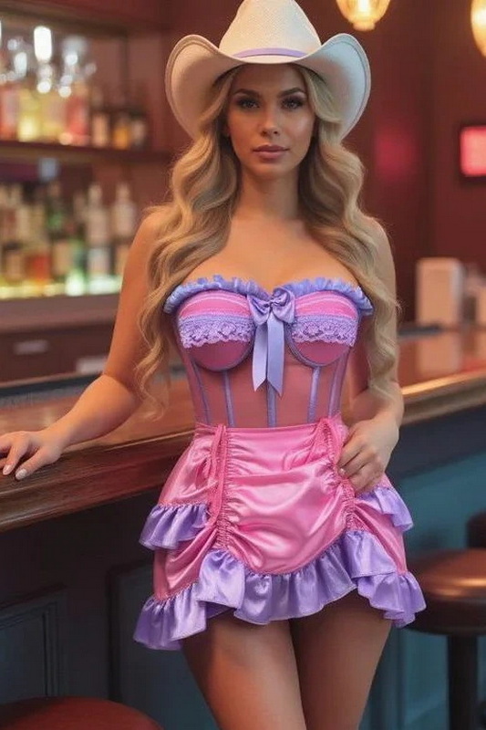 Top Drawer Steel Boned Pink & Purple Mesh Bustier Corset image 3