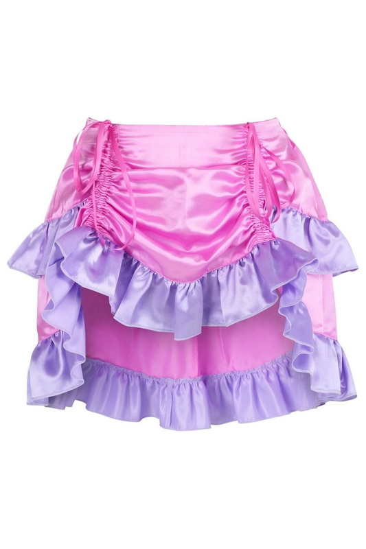 Pink & Purple Satin Ruched Bustle Skirt