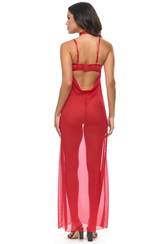 Mistress Red Detailed Bra Gown image 3