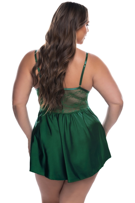 Plus Size Chantilly Paradise Green Lingerie Babydoll image 1