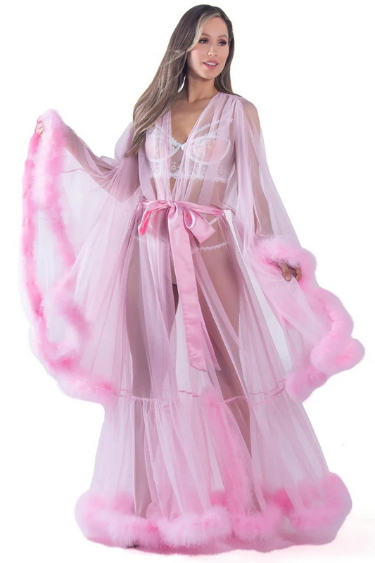 Luxury Gorgeous Baby Pink Hollywood Lingerie Robe