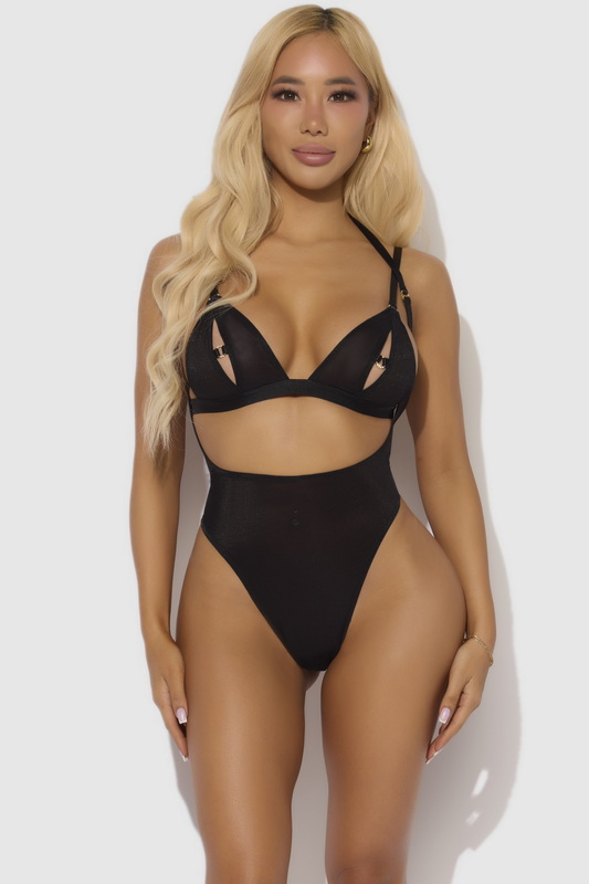 Plus Size Glance At Glam Black Wireless Bralette Styled Lingerie Teddy image 3