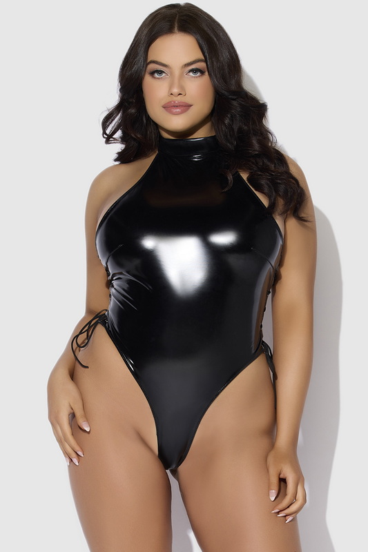 Plus Size Flagrant Flexin Black Lace Up Lingerie Bra Set