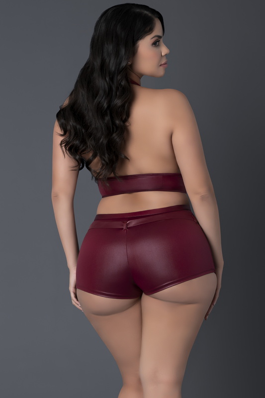 Plus Size Lust Thalia Burgundy Bustier Halter Top & Shorts Set image 7