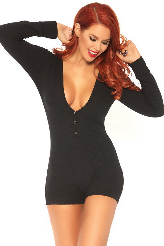 Black Brushed Rib Romper Blowout Deal image 1