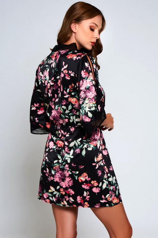 Black Floral Lucia Robe Blowout Deal image 1