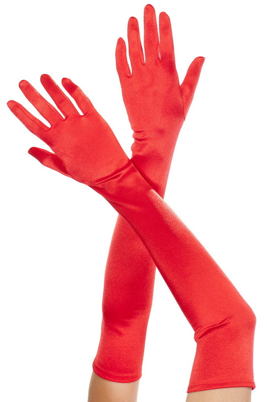 Classy Red Extra Long Satin Gloves Blowout Deal