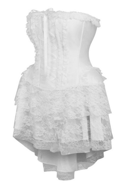 Top Drawer Steel Boned Strapless White Lace Victorian Corset Dress Blowout Deal image 1