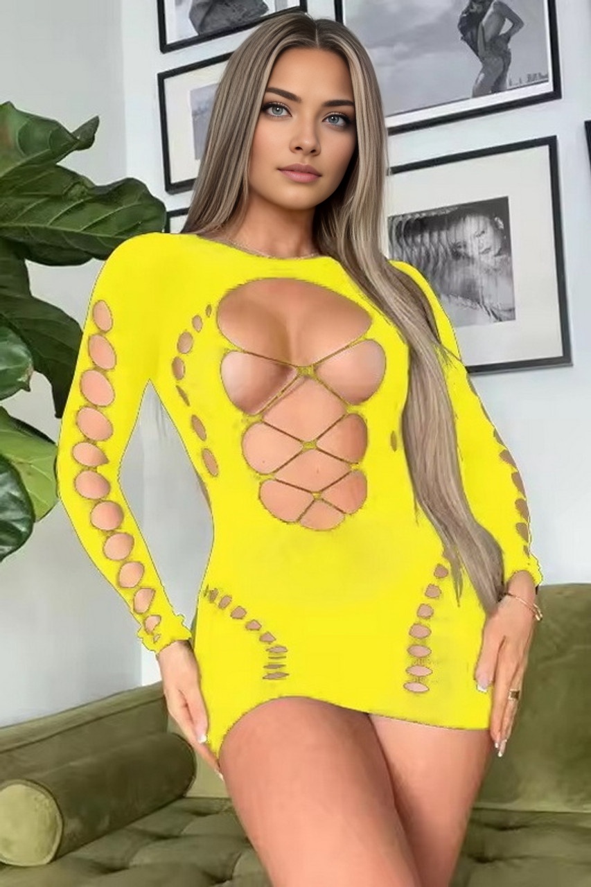 Empowering Yellow Cutout Mini Dress Blowout Deal