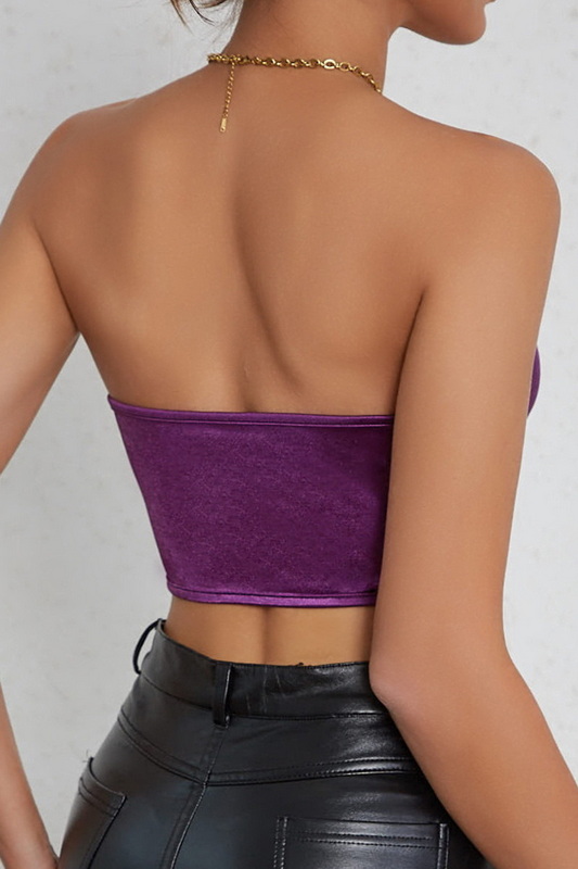 Purple Cropped Corset Top Blowout Deal image 4