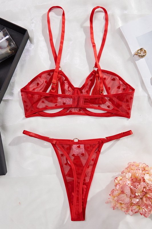Tussle With Me Red Cut Out Lingerie Bra Set Blowout Deal image 1