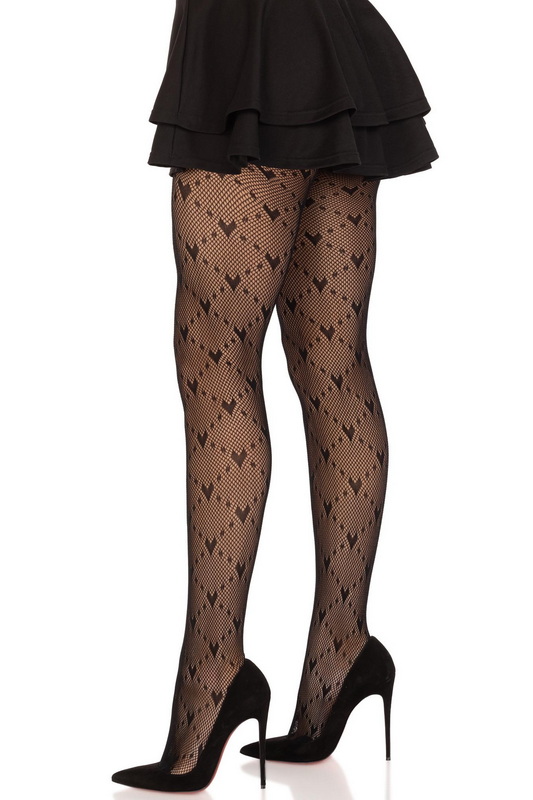 Black Love Struck Heart Net Tights Blowout Deal image 1