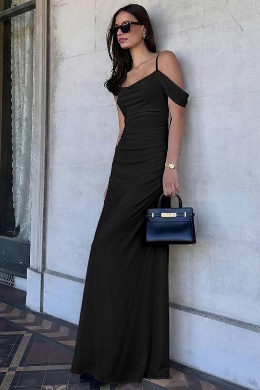 Classic Black One Sleeve Maxi Dress image 1