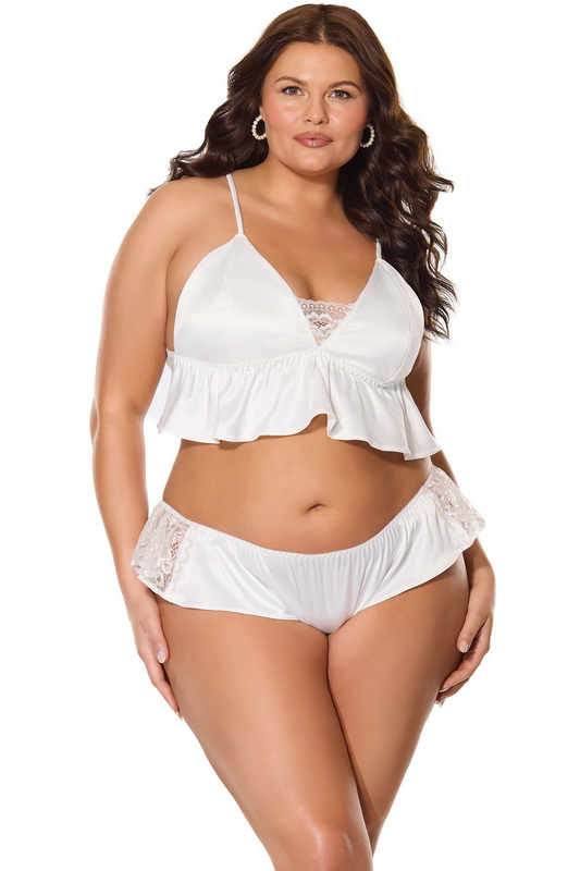 Plus Size Kissed By Satin White Bralette & Panty image 2