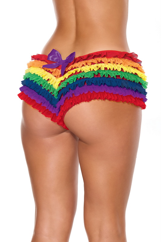 Rainbow Bright Ruffle Booty Shorts