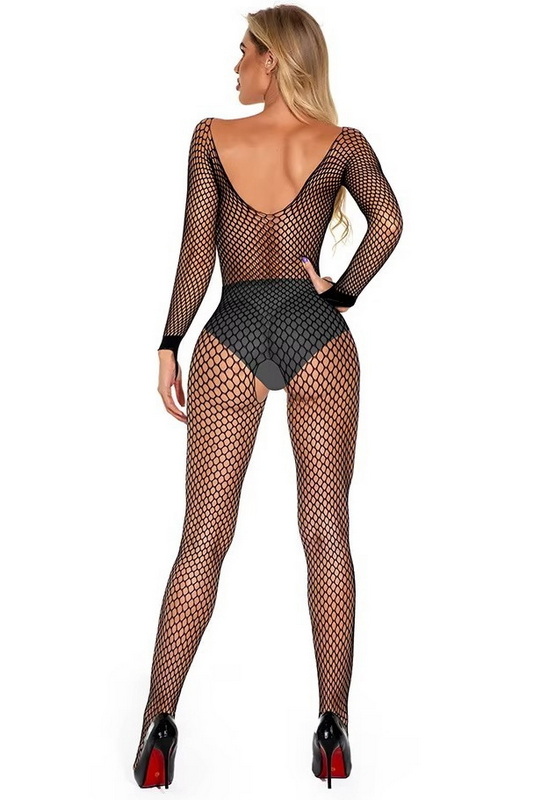 Katie's Black Fishnet Crotchless Bodystocking image 1