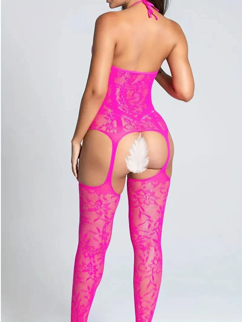 She Belongs To Me Pink Fishnet Crotchless Bodystocking image 3
