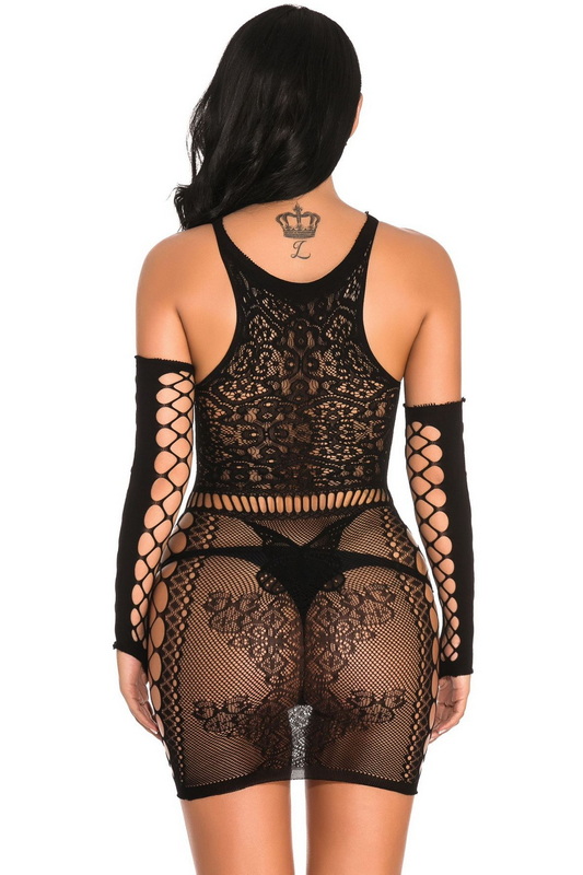Vivid Dreams Black Fishnet Chemise & Arm Sleeves image 4