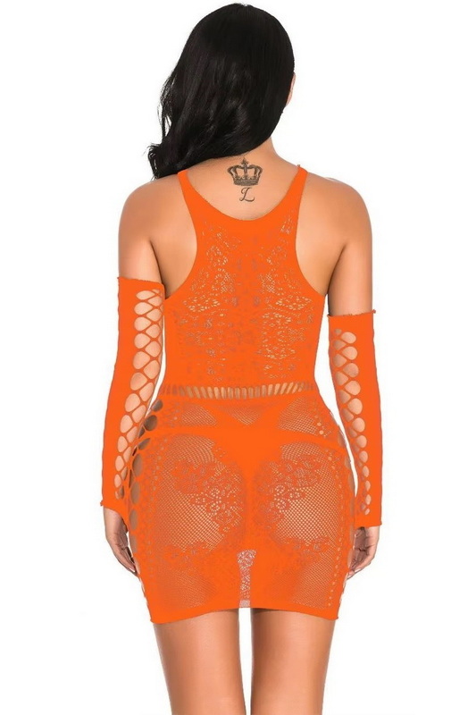 Butterfly Dreams Orange Fishnet Chemise & Arm Sleeves image 2