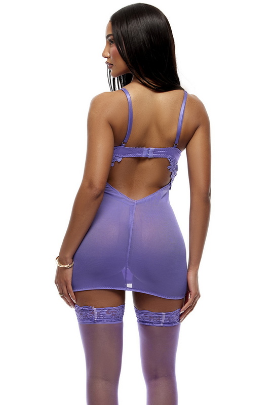 Purple Guipure Lace Chemise Set image 2