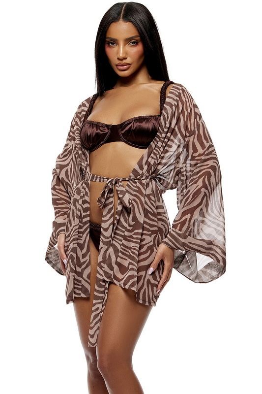 Tan Zebra Coverup Kimono image 2