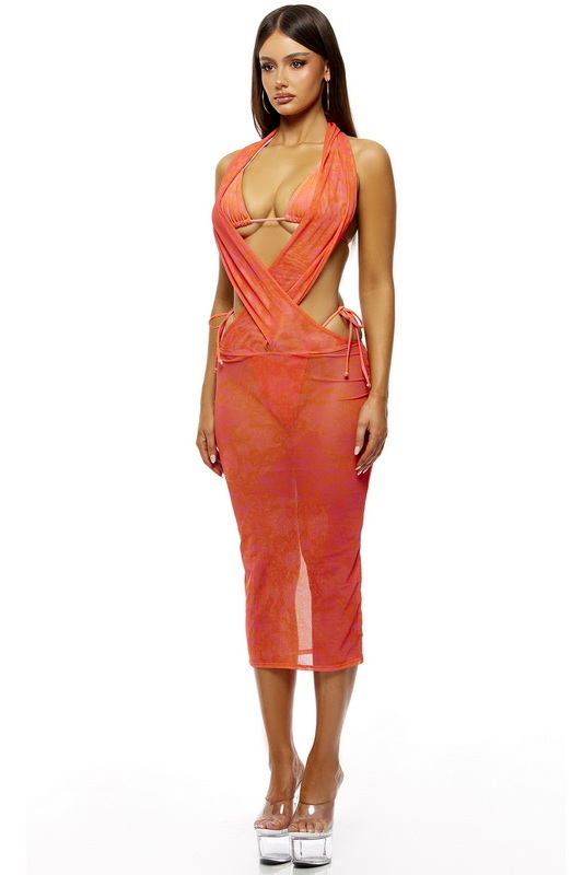Orange Night Swim Coverup Midi Dress image 1