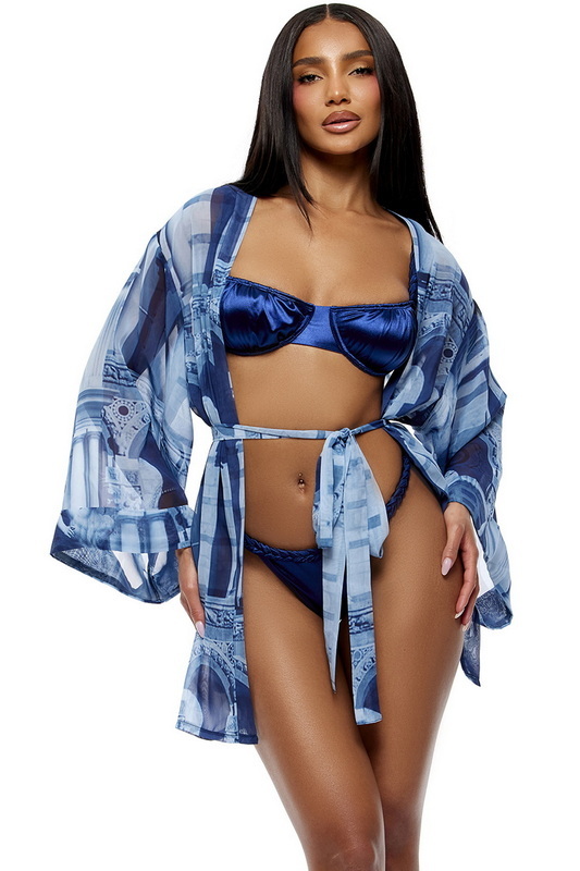 Blue Poolside Cabana Coverup Kimono image 2