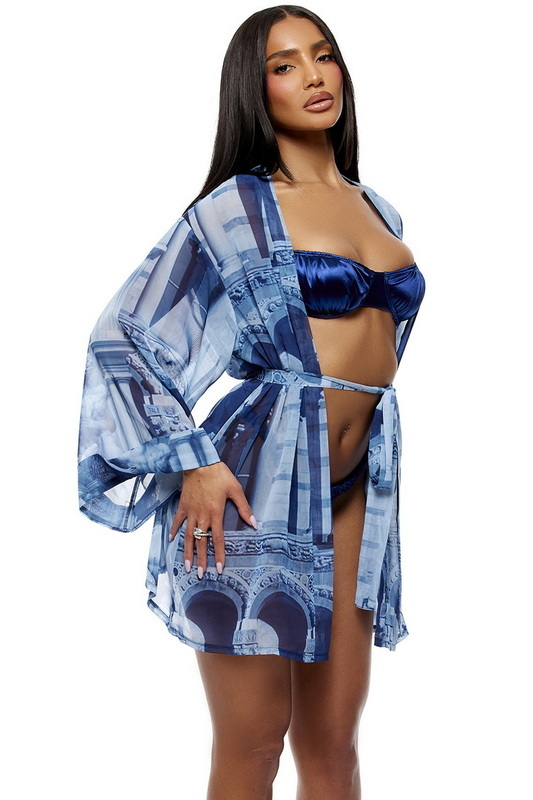 Blue Poolside Cabana Coverup Kimono image 3