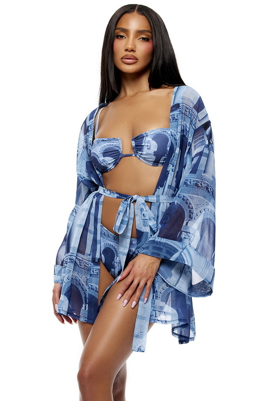 Blue Poolside Cabana Coverup Kimono image 4