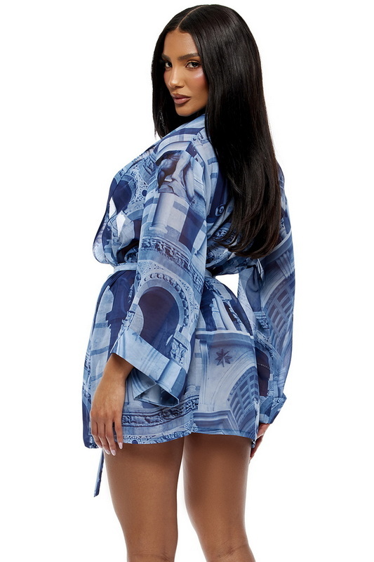 Blue Poolside Cabana Coverup Kimono image 6
